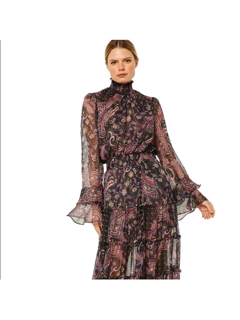 MISA LOS ANGELES BETHANY Maxi Dress Color: Gypset Long Sleeve Size XS - Picture 4 of 17